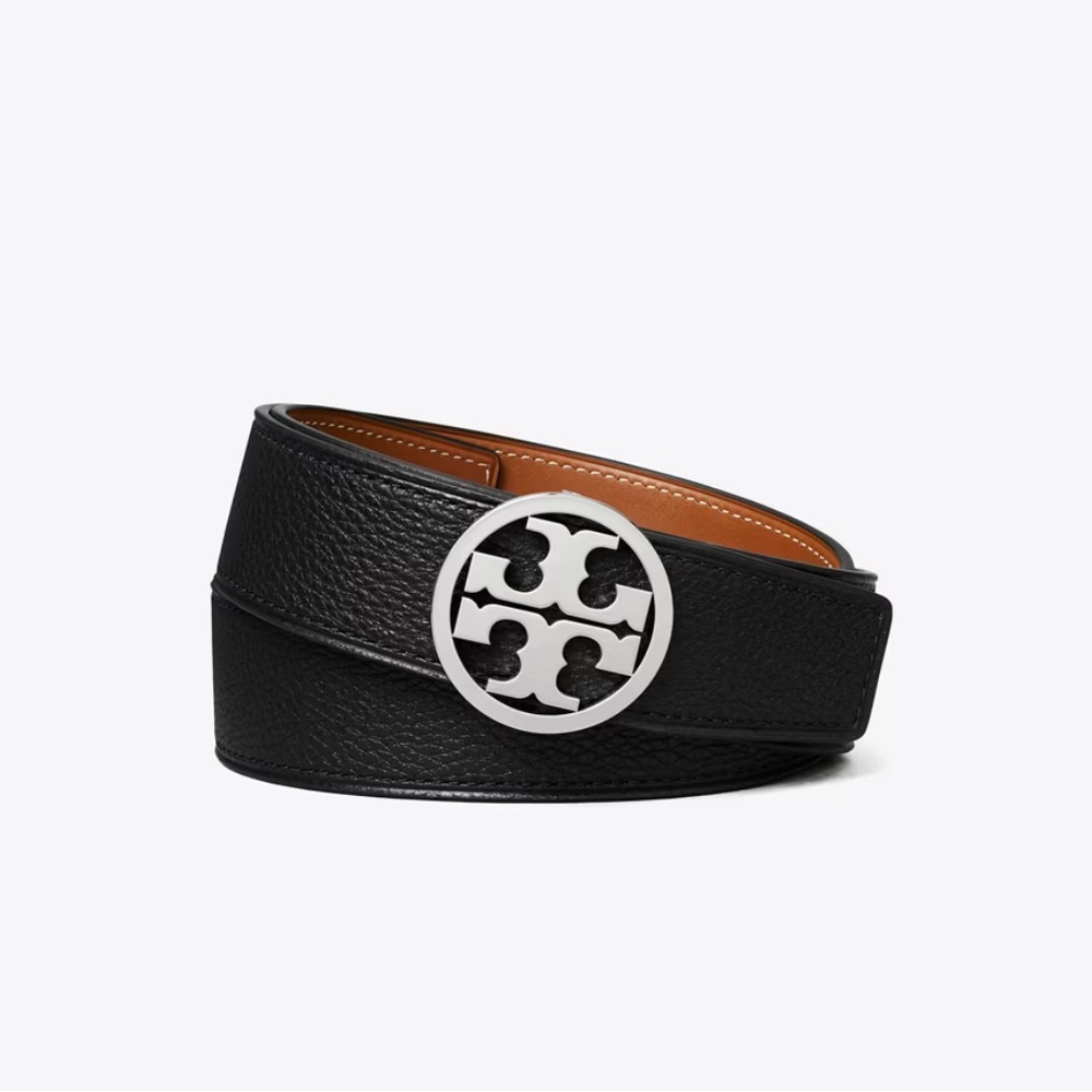Tory Burch 1" MILLER REVERSIBLE Black Leather Belt